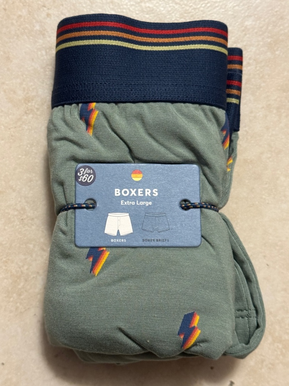 Marine Layer BOXER  Men's Olive with Lightning Print NWT
